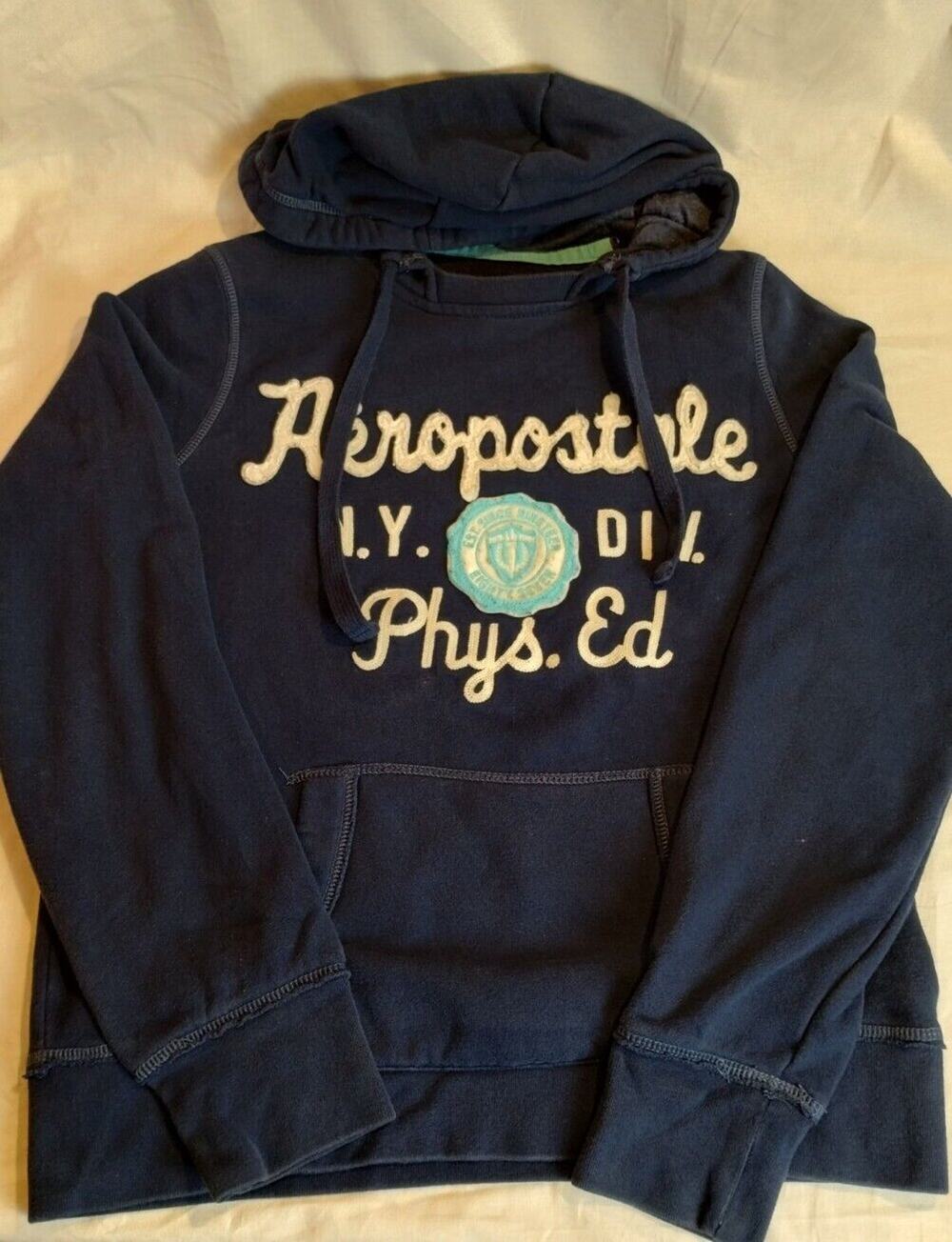 Aeropostale Girl's Sweatshirt - Lg - Blue - Hooded - Tiny Blemish
